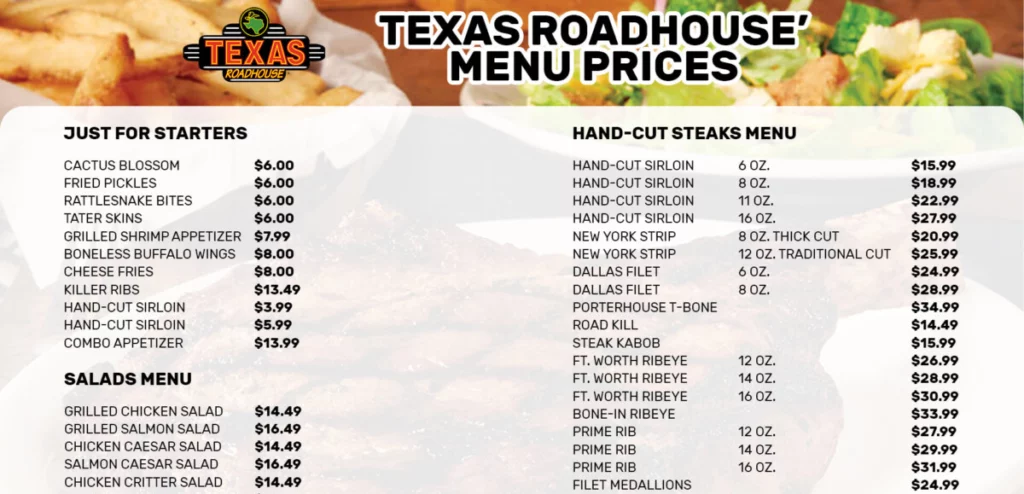 The Texas Roadhouse Beverage Menu